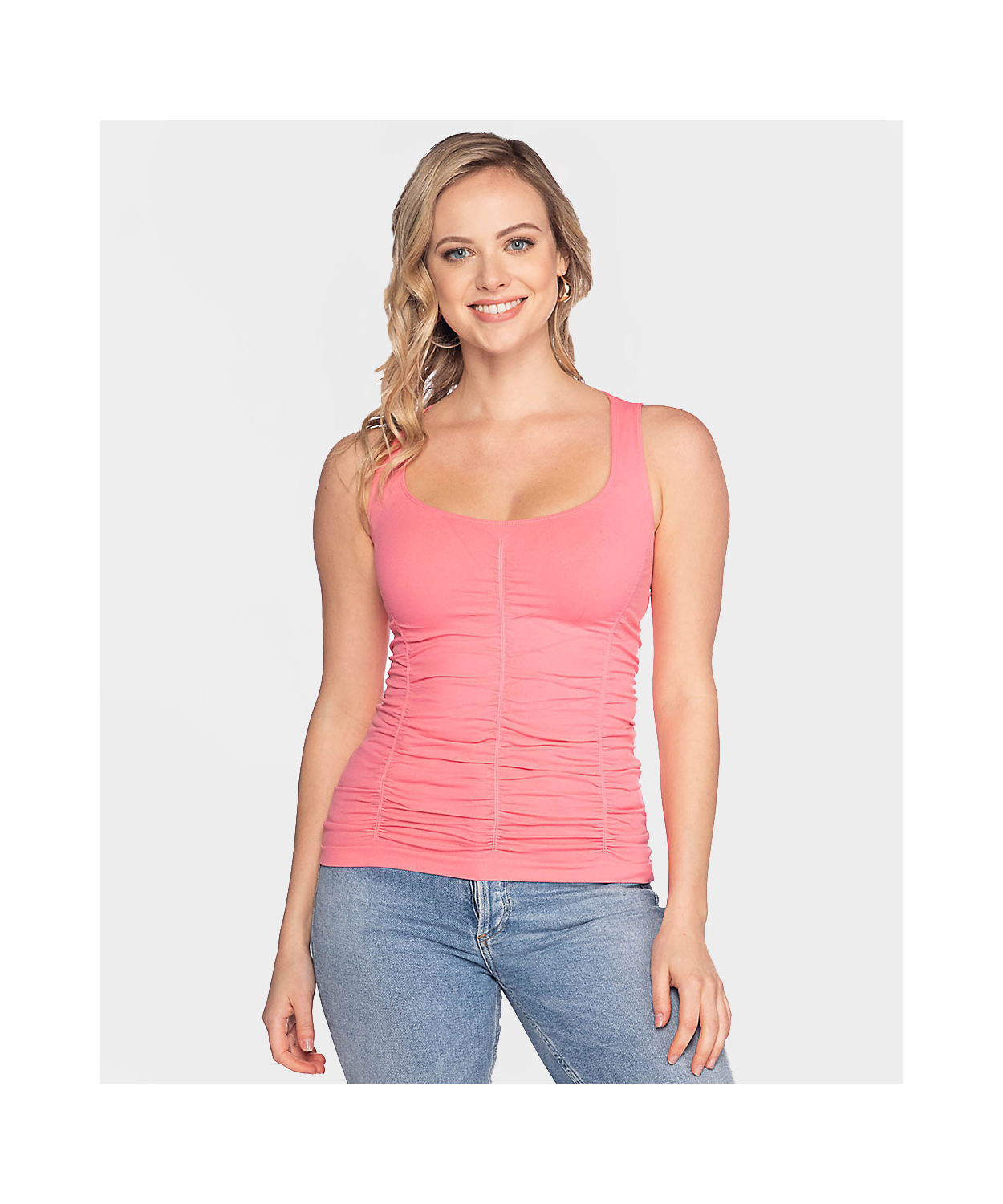 Ruched Seamless Scoop Neck Top