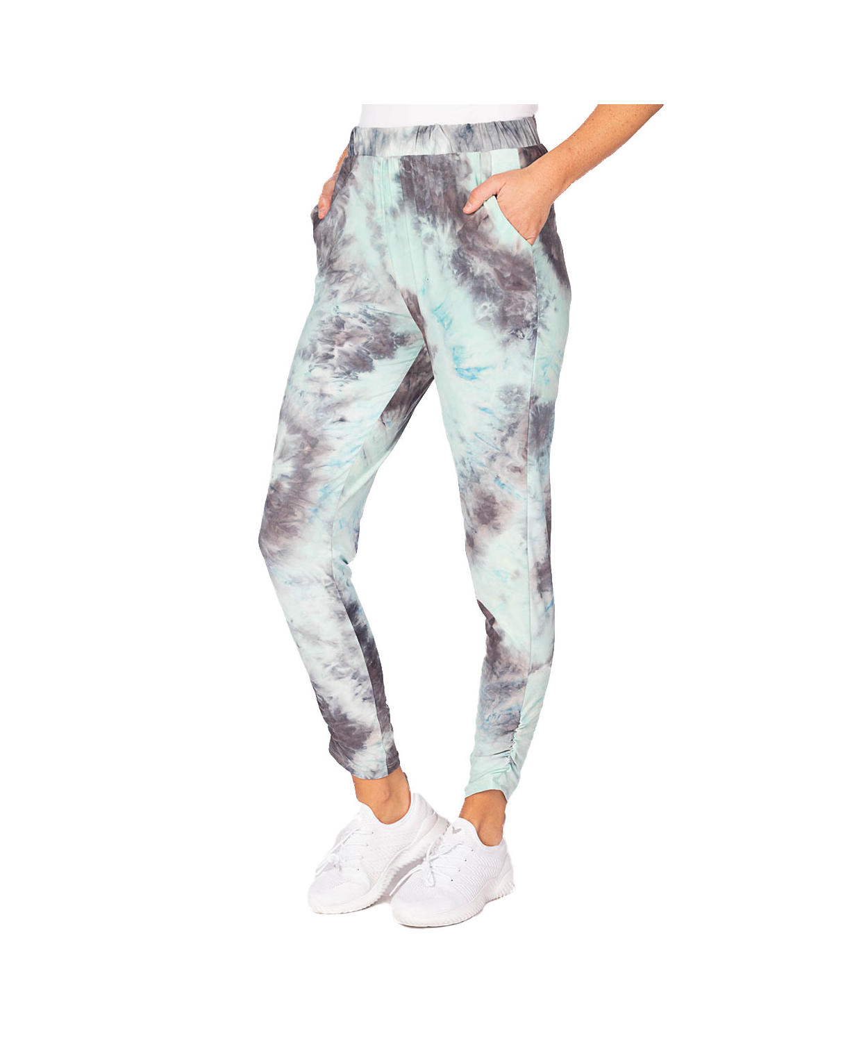 Brushed Tie Dye Skinny Jogger with Ruched Ankle Detail