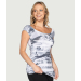 Printed Ruched Seamless Cap Sleeve/Off Shoulder Top