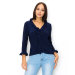 Ruffled Neckline and Long Sleeve Top