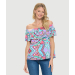 Printed Flowy Off The Shoulder Ruffle Top
