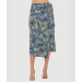 Midi Printed Wrap Skirt With Side Tie